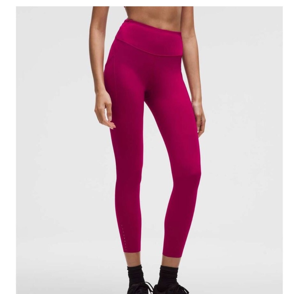 Lululemon Fast and Free High-Rise Tight 25" *5 Pocket Berry Rumble Pink Sz 8 NWT